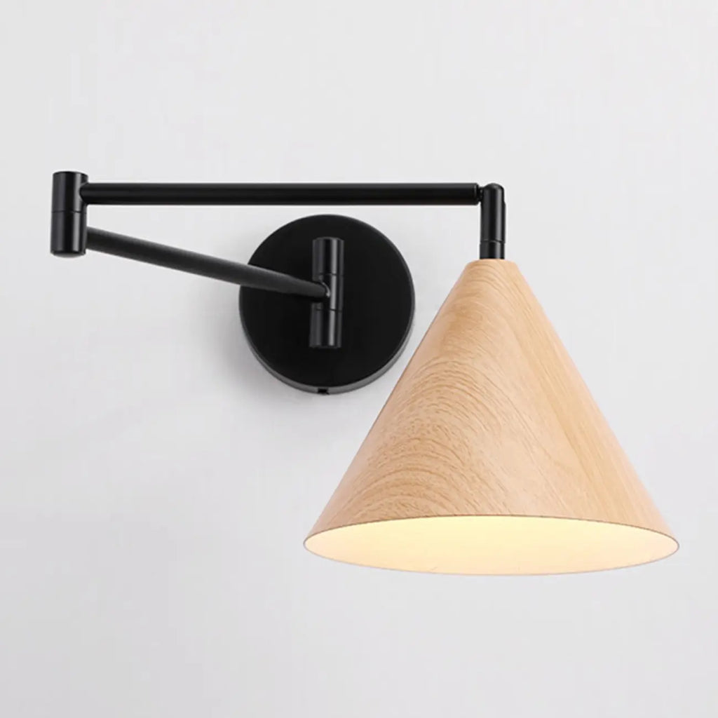 18 Lampade da parete a braccio orientabile piccole da comodino con paralume in legno