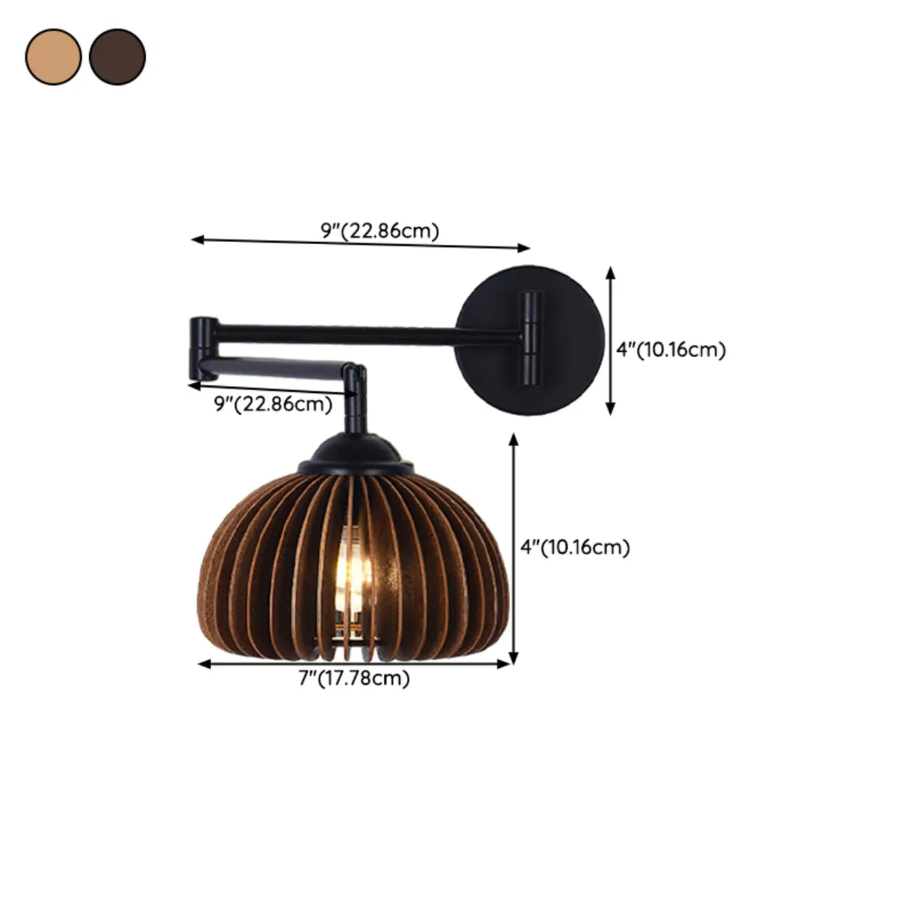 18 Lampade da parete a braccio orientabile piccole da comodino con paralume in legno