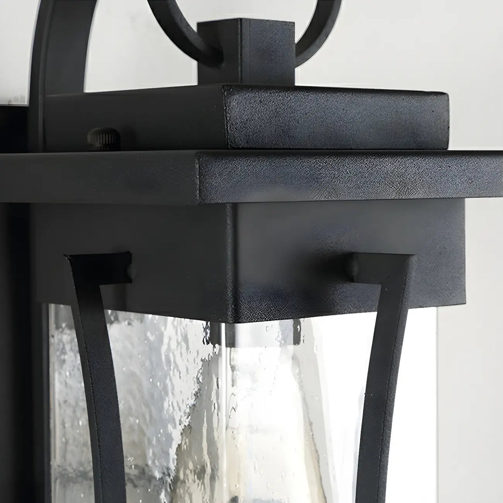 Lanterne murale extérieure géométrique industrielle en métal et verre