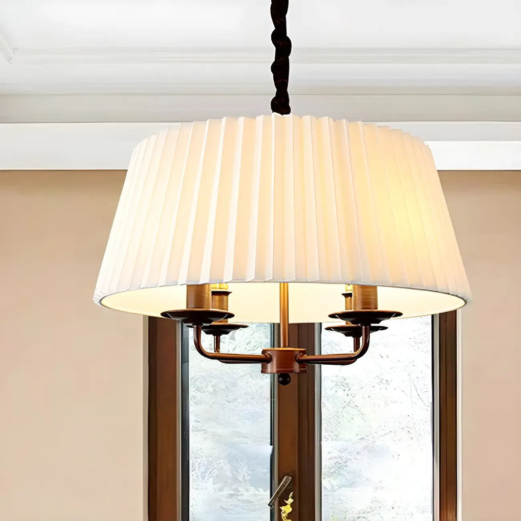 Lustre tambour classique en métal blanc réglable