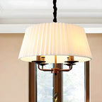 Lustre tambour classique en métal blanc réglable