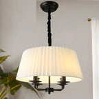Lustre tambour classique en métal blanc réglable
