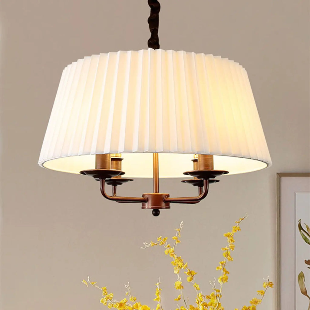 Lustre tambour classique en métal blanc réglable