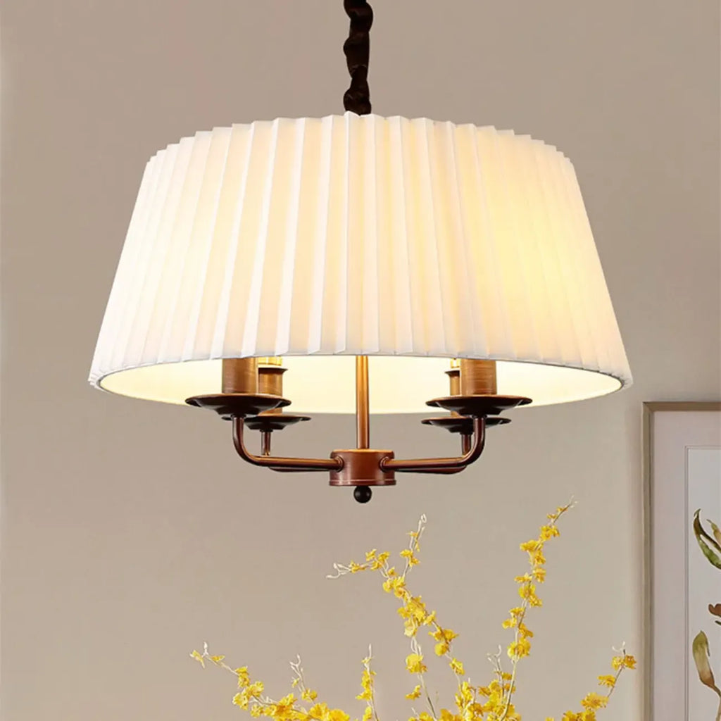 Lustre tambour classique en métal blanc réglable