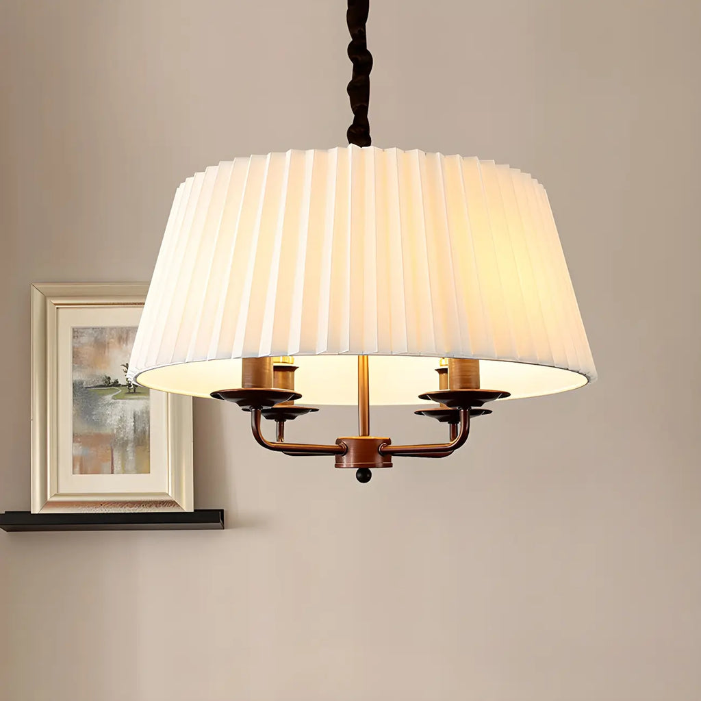 Lustre tambour classique en métal blanc réglable