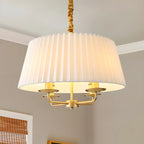 Lustre tambour classique en métal blanc réglable