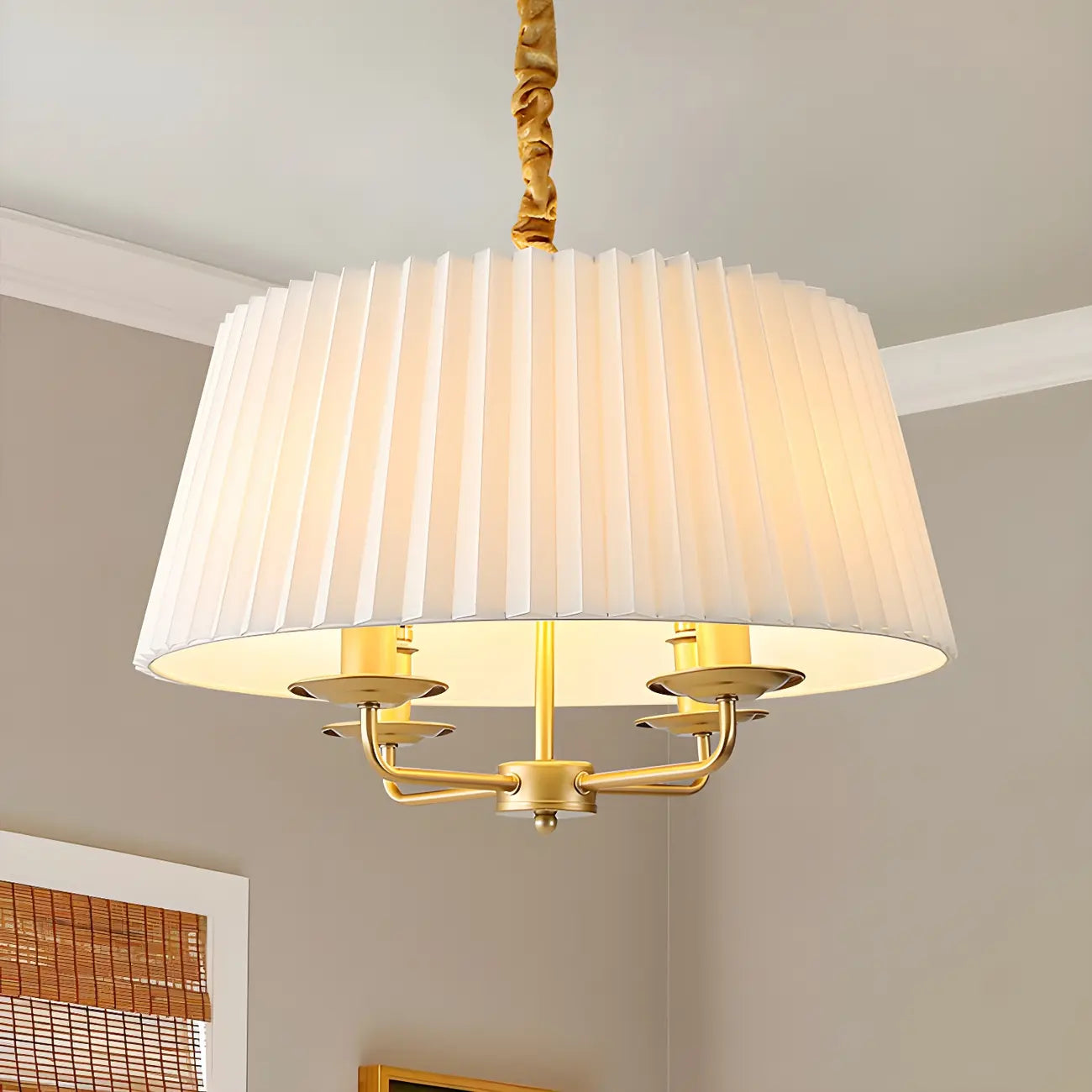 Lustre tambour classique en métal blanc réglable
