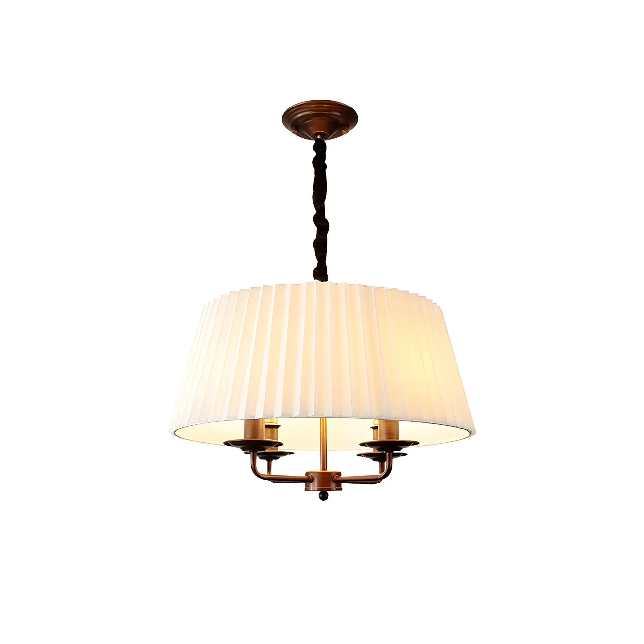 Lustre tambour classique en métal blanc réglable