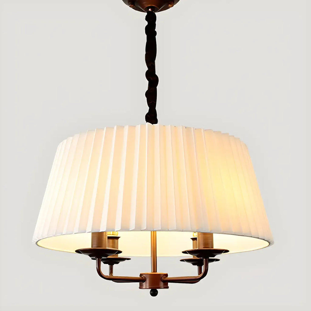 Lustre tambour classique en métal blanc réglable