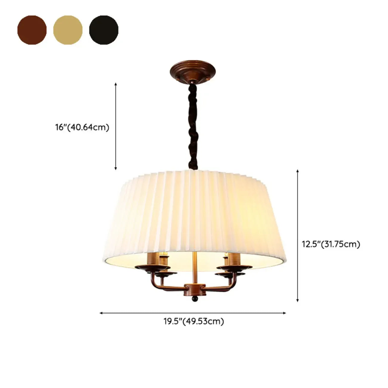 Lustre tambour classique en métal blanc réglable