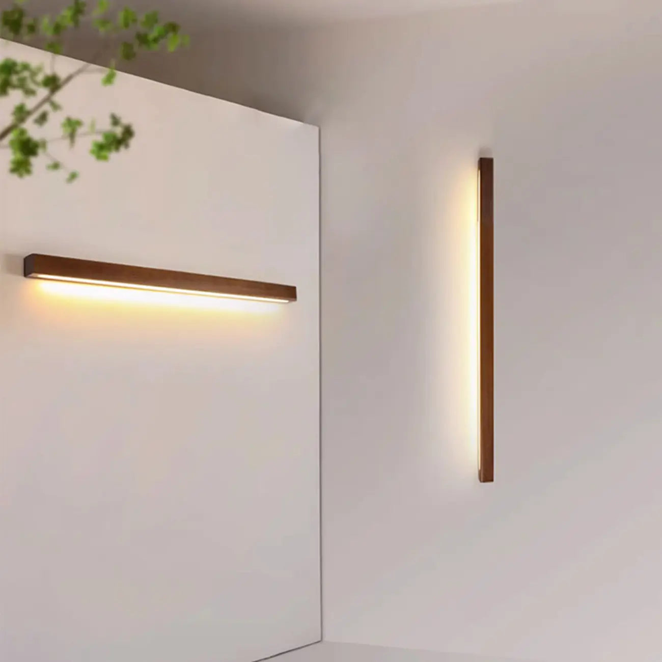 Applique murale LED linéaire minimaliste en bois pour intérieur