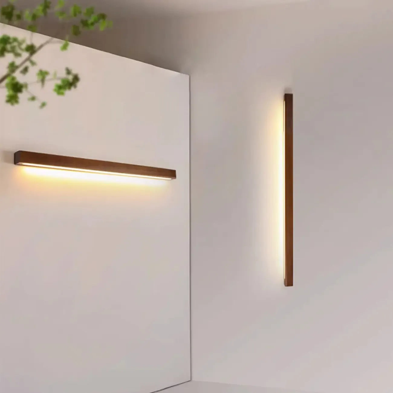 Applique murale LED linéaire minimaliste en bois pour intérieur