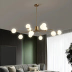 Lampadario Sputnik a globo in vetro moderno in ottone regolabile