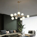 Lampadario Sputnik a globo in vetro moderno in ottone regolabile