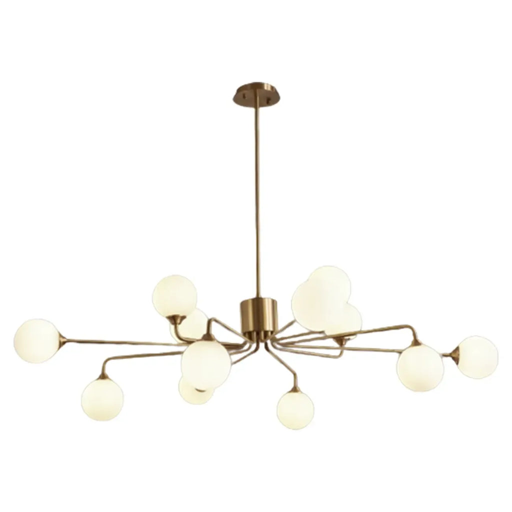 Lampadario Sputnik a globo in vetro moderno in ottone regolabile