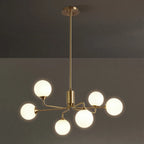Lampadario Sputnik a globo in vetro moderno in ottone regolabile