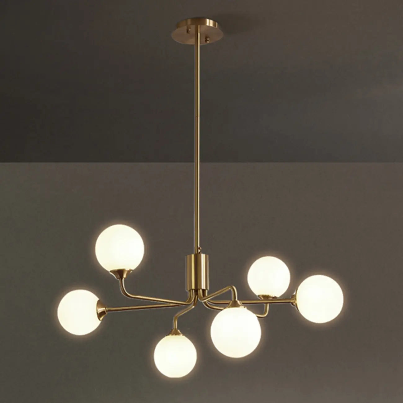 Lampadario Sputnik a globo in vetro moderno in ottone regolabile
