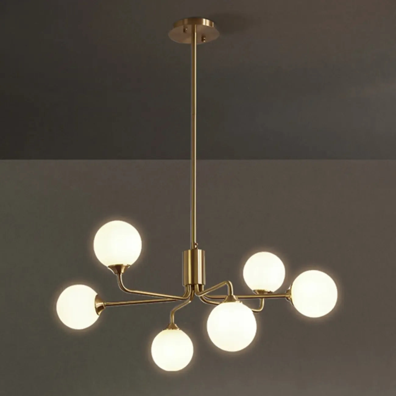 Lampadario Sputnik a globo in vetro moderno in ottone regolabile