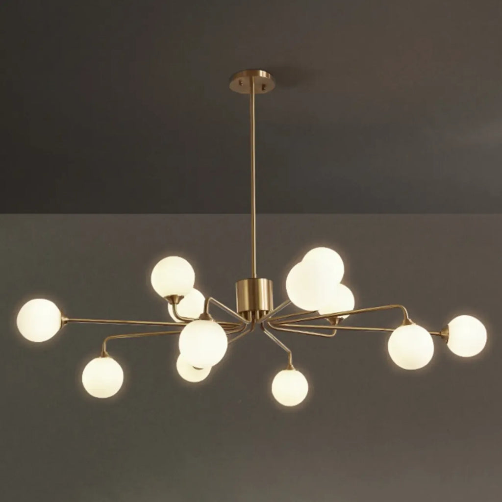 Lampadario Sputnik a globo in vetro moderno in ottone regolabile