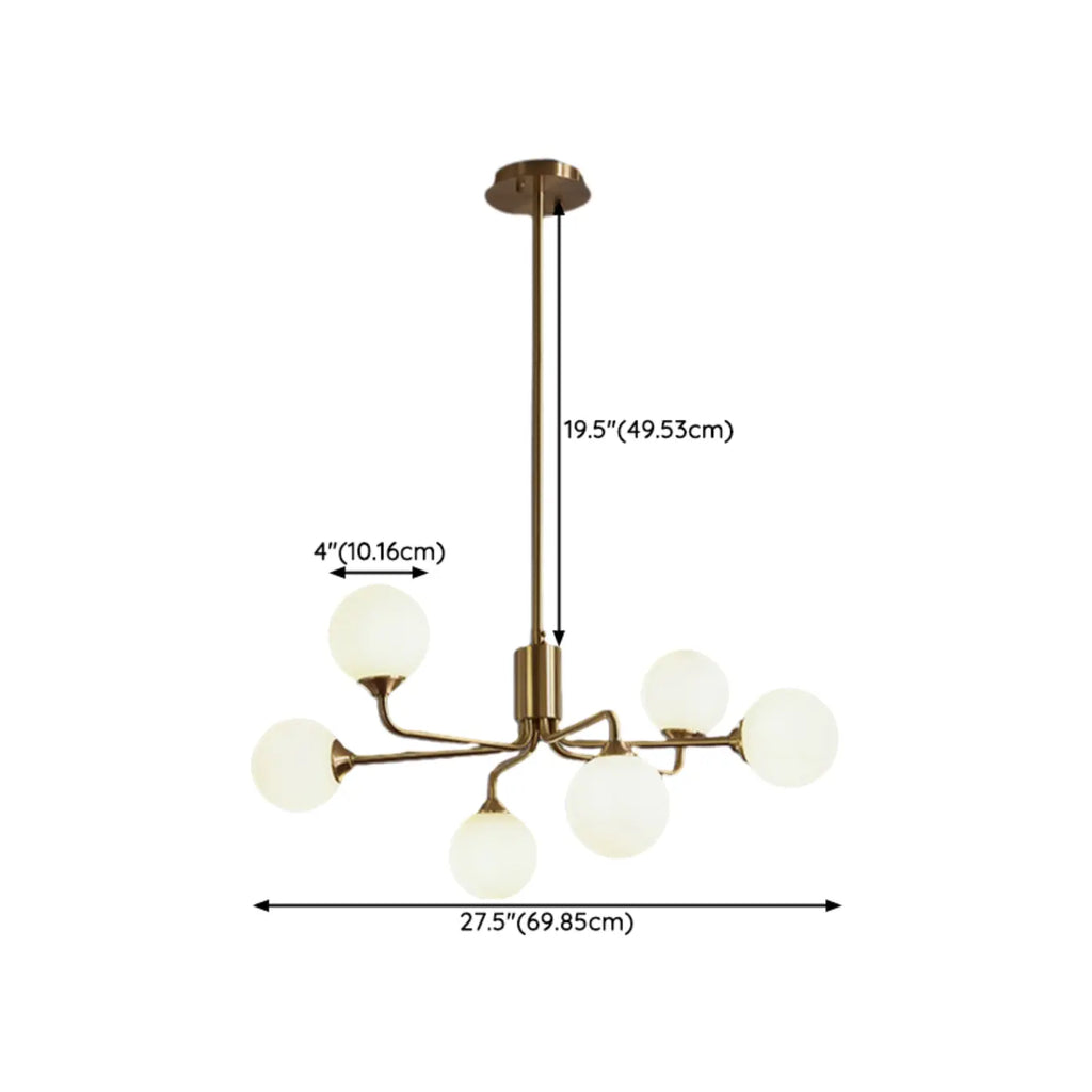 Lampadario Sputnik a globo in vetro moderno in ottone regolabile