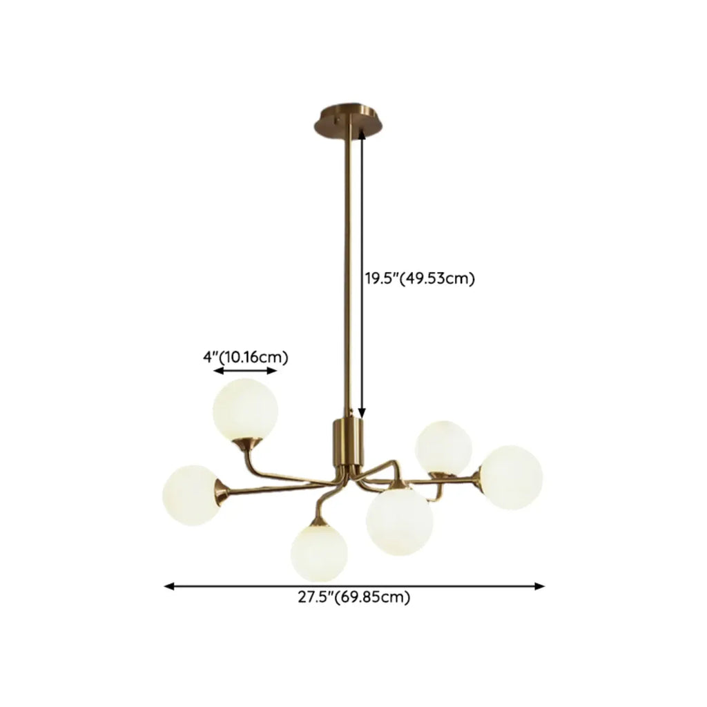 Lampadario Sputnik a globo in vetro moderno in ottone regolabile