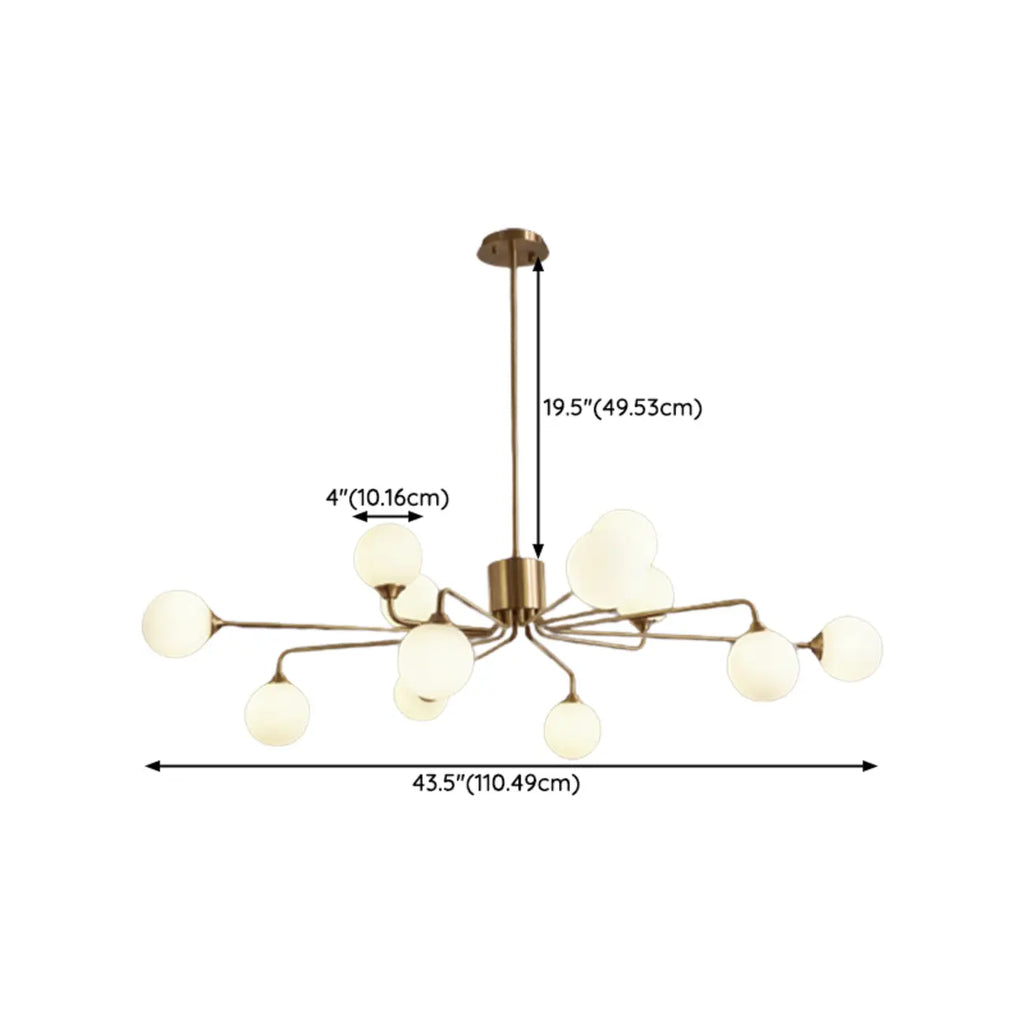 Lampadario Sputnik a globo in vetro moderno in ottone regolabile