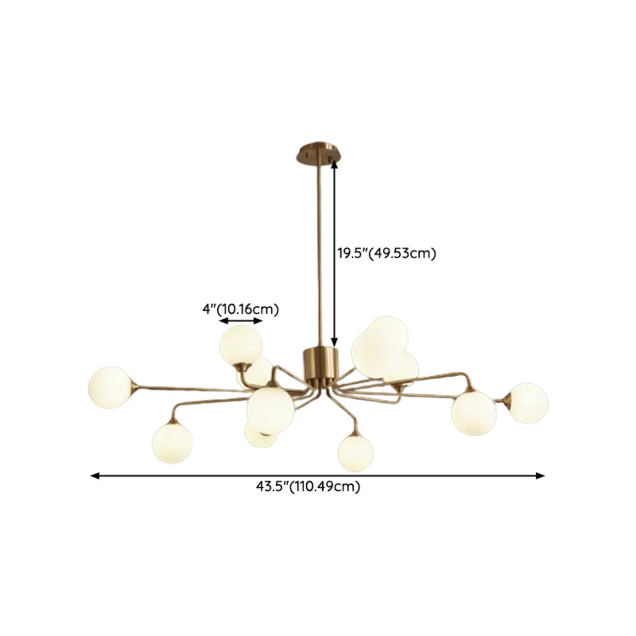 Lampadario Sputnik a globo in vetro moderno in ottone regolabile