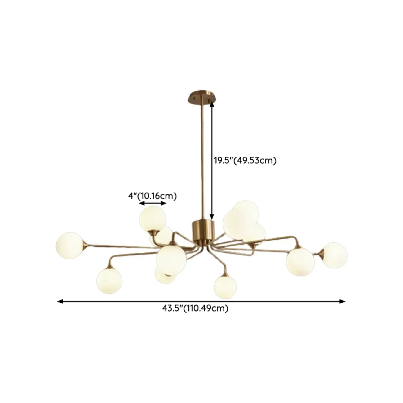 Lampadario Sputnik a globo in vetro moderno in ottone regolabile