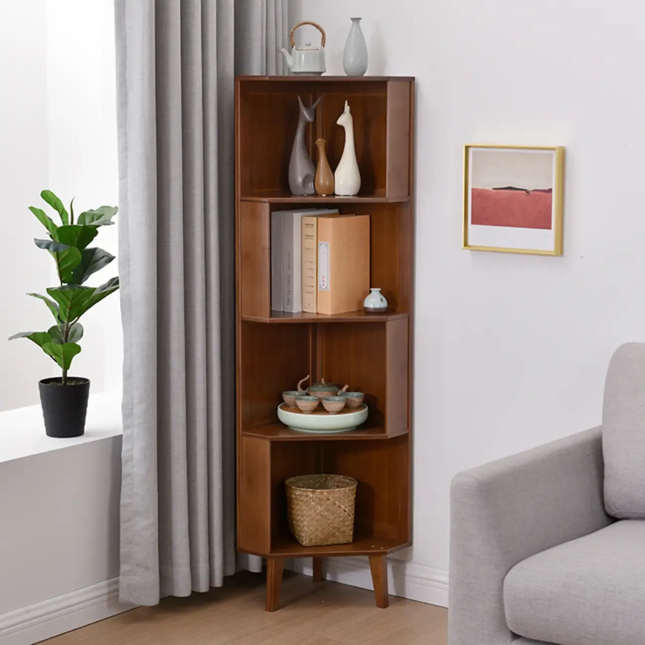 Armoire de rangement d'angle moderne en bois brun pour la maison