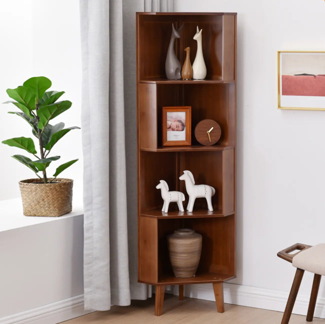 Armoire de rangement d'angle moderne en bois brun pour la maison