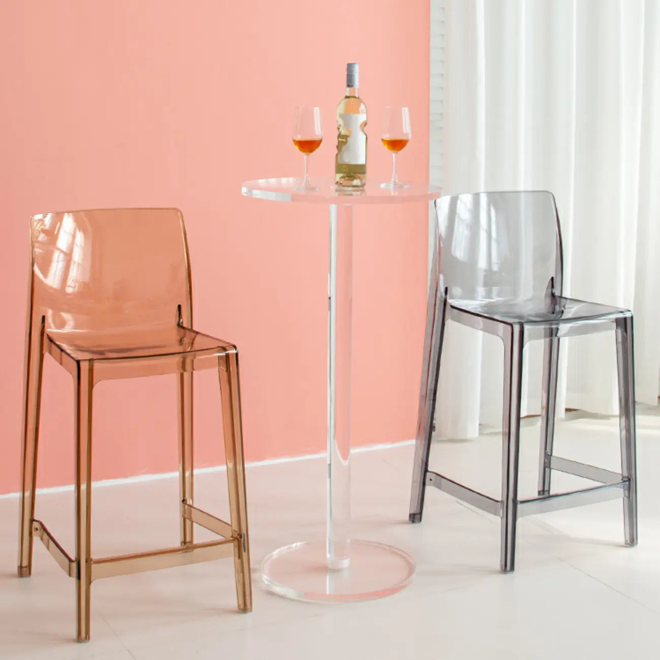 Tables de bar rondes modernes en acrylique transparent sur pied