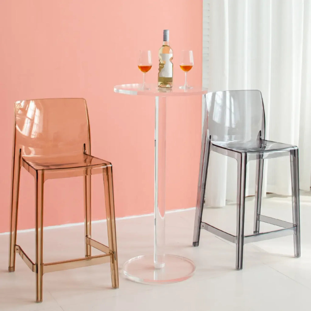 Tables de bar rondes modernes en acrylique transparent sur pied