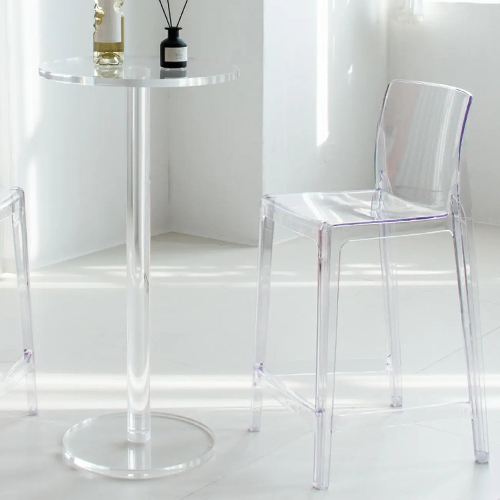 Tables de bar rondes modernes en acrylique transparent sur pied
