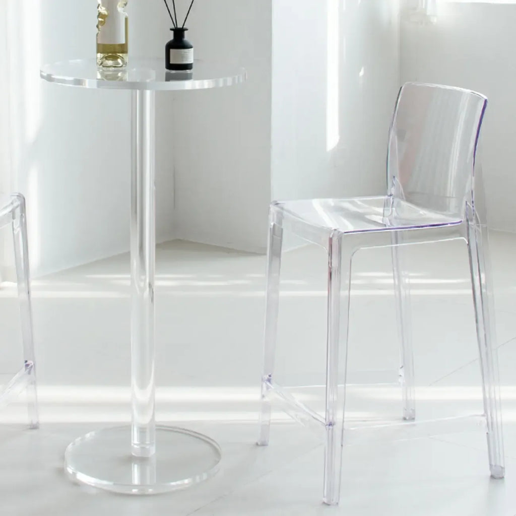 Tables de bar rondes modernes en acrylique transparent sur pied