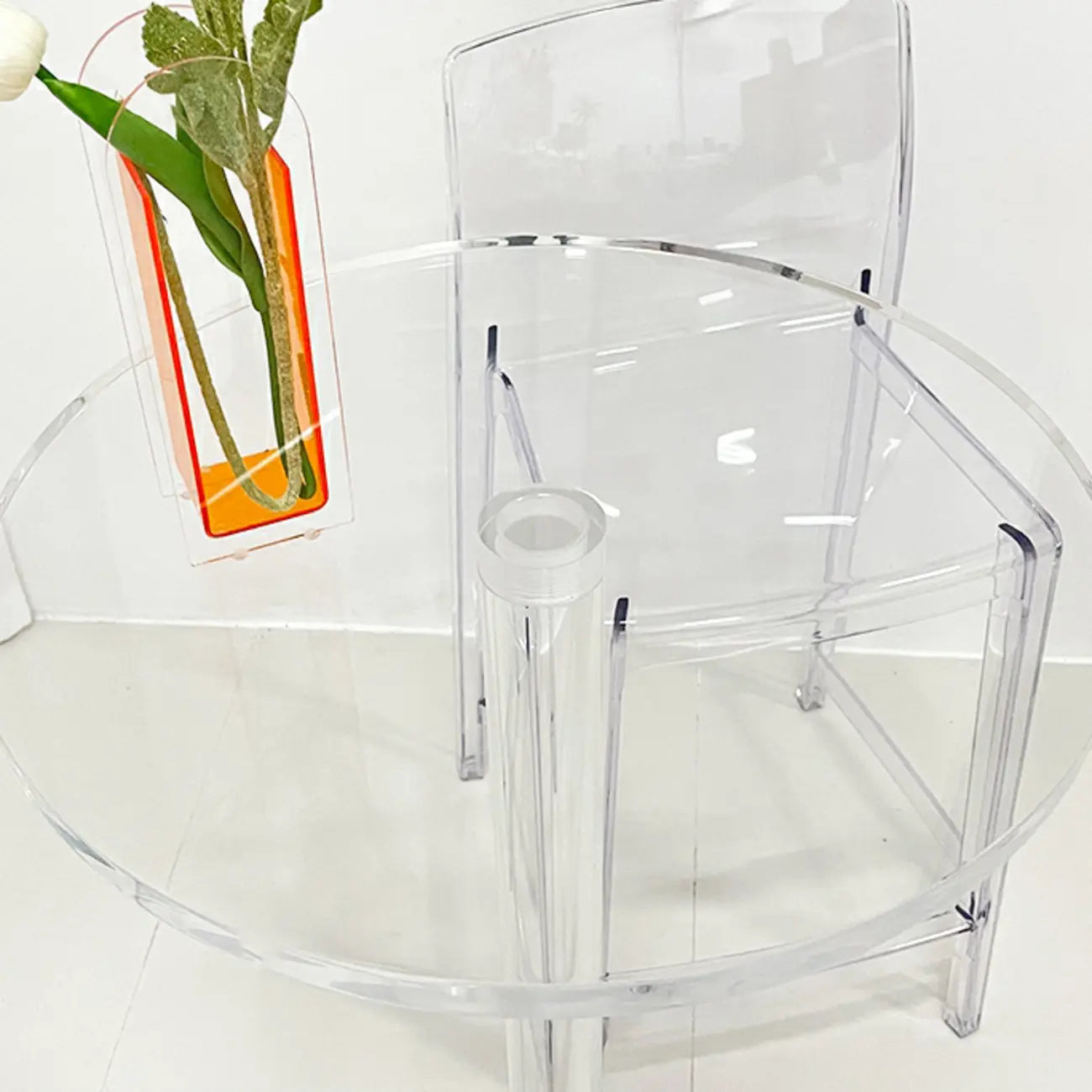 Tables de bar rondes modernes en acrylique transparent sur pied