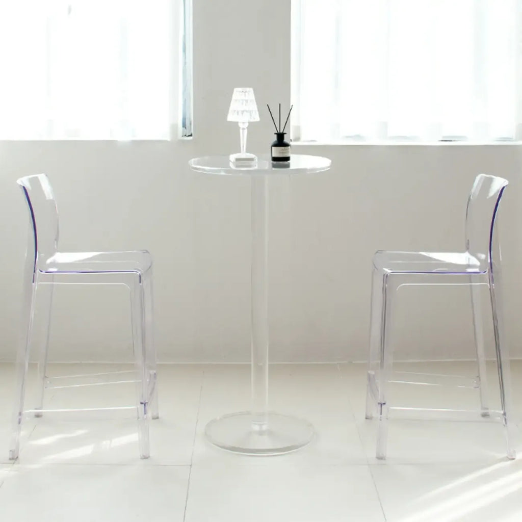 Tables de bar rondes modernes en acrylique transparent sur pied