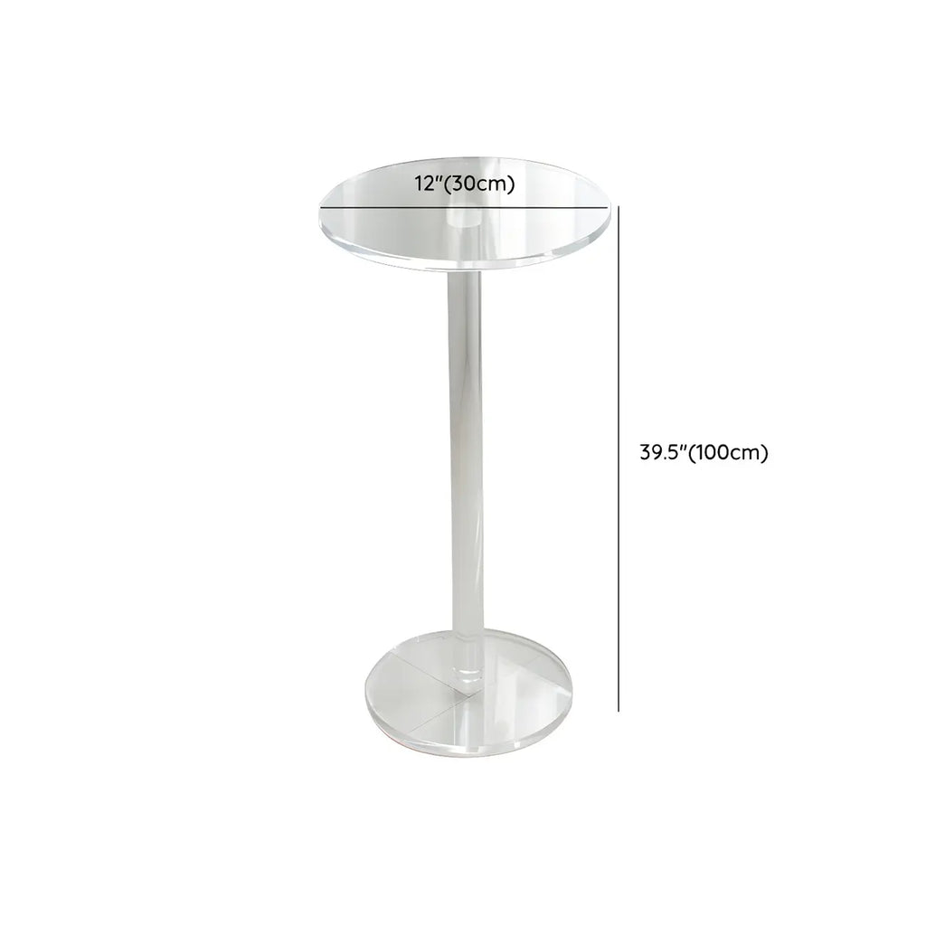 Tables de bar rondes modernes en acrylique transparent sur pied