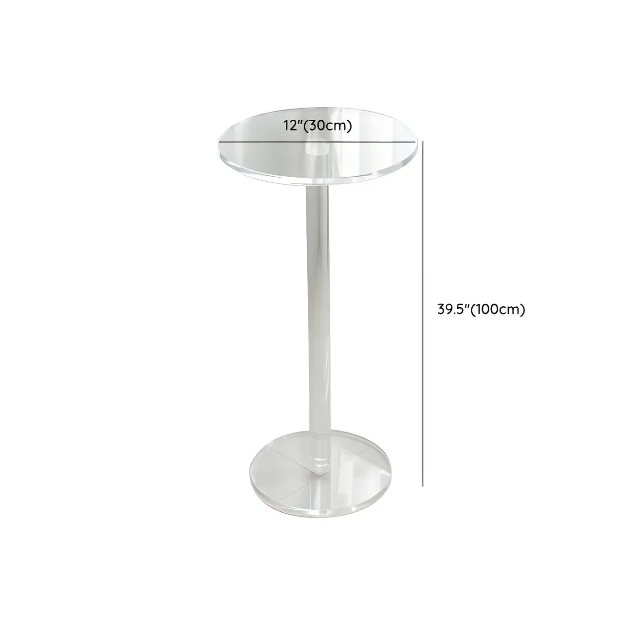 Tables de bar rondes modernes en acrylique transparent sur pied