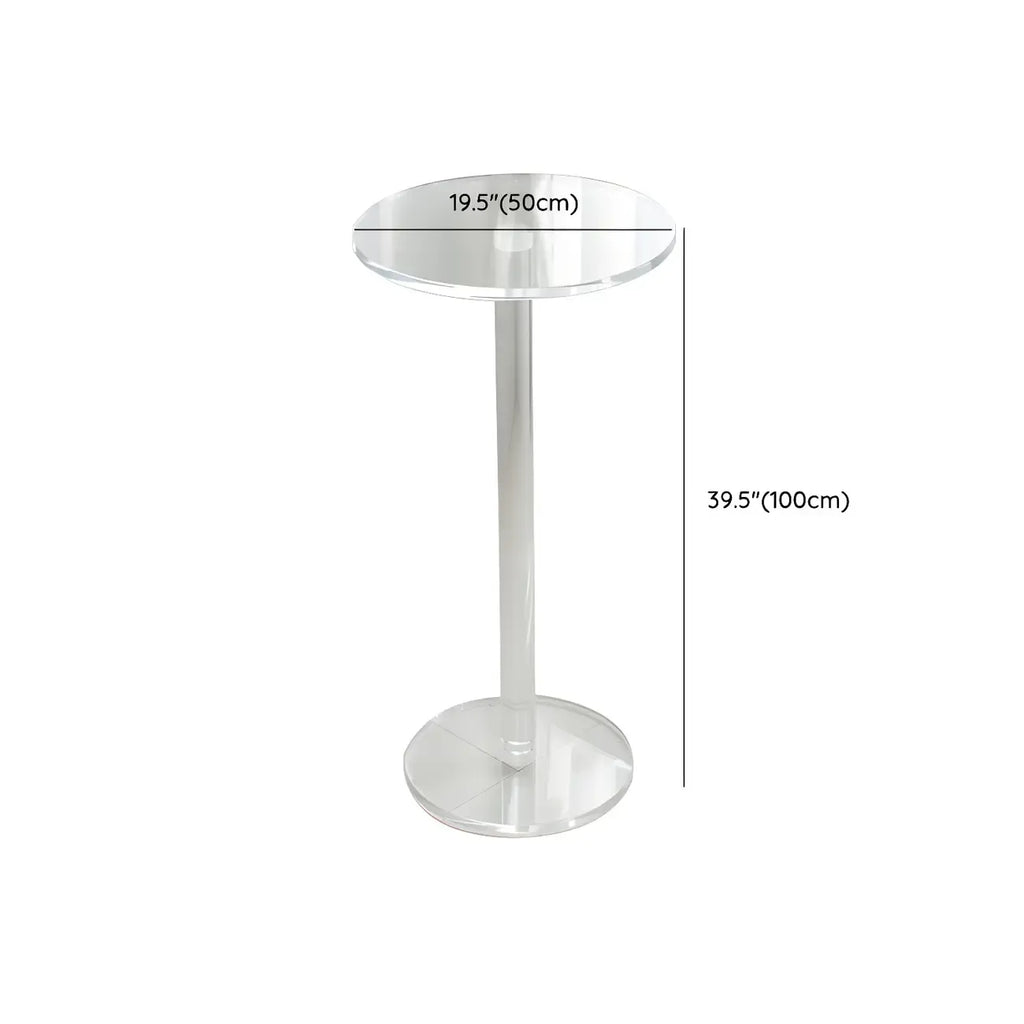 Tables de bar rondes modernes en acrylique transparent sur pied