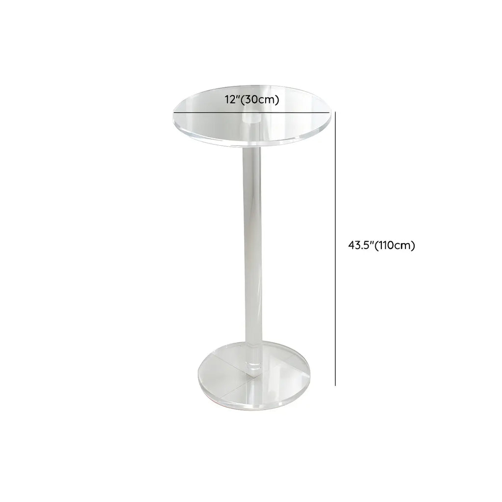 Tables de bar rondes modernes en acrylique transparent sur pied
