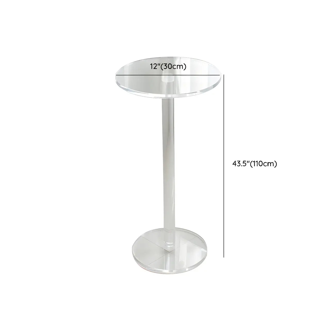 Tables de bar rondes modernes en acrylique transparent sur pied