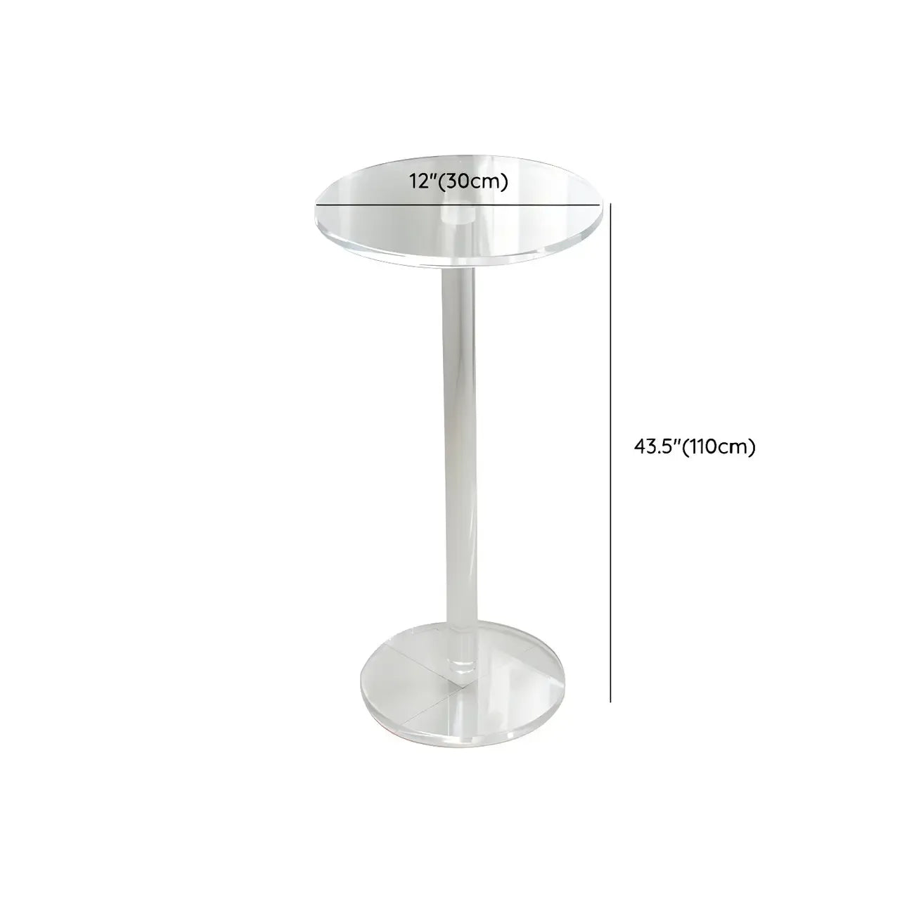 Tables de bar rondes modernes en acrylique transparent sur pied