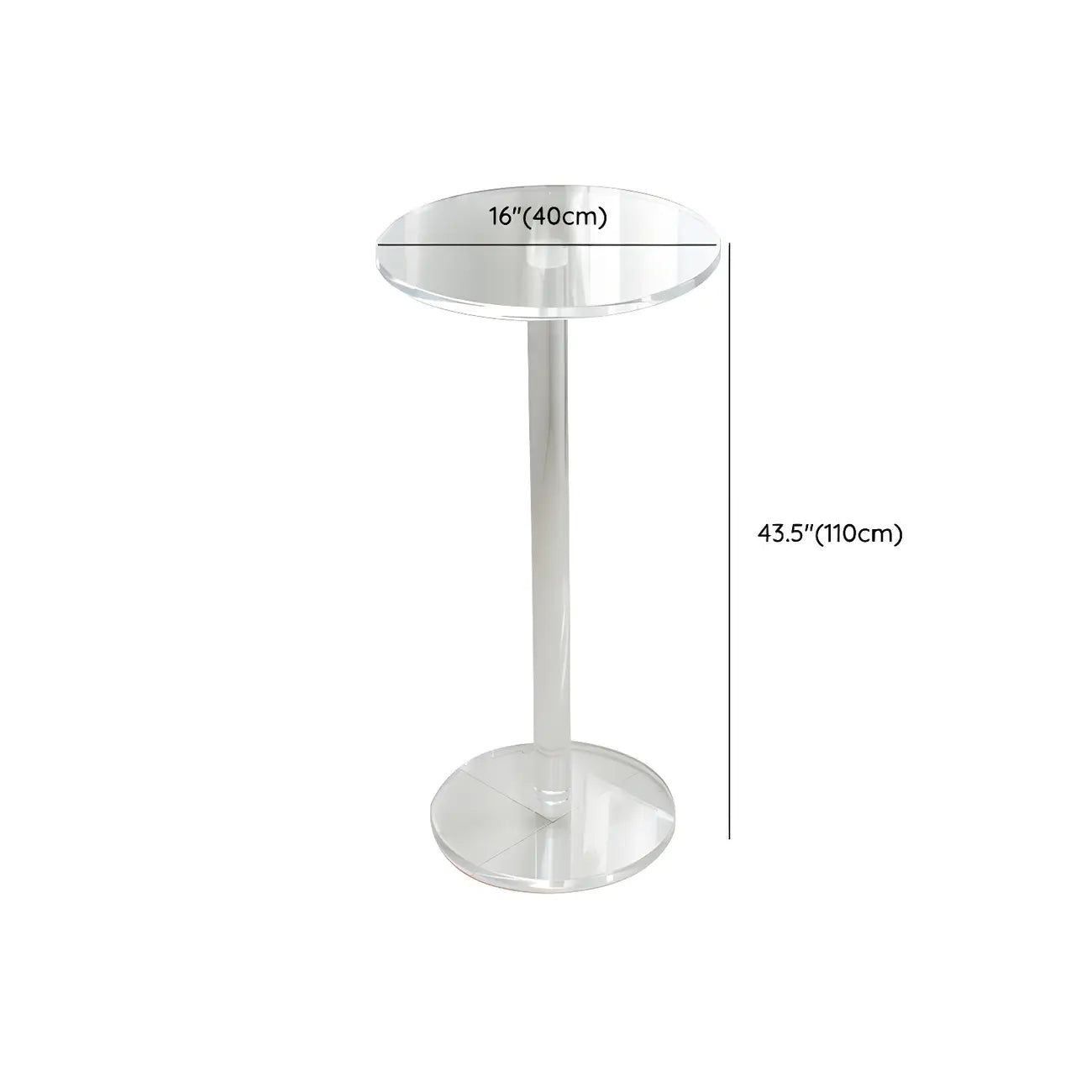 Tables de bar rondes modernes en acrylique transparent sur pied