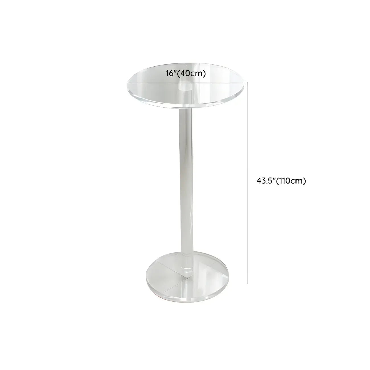 Tables de bar rondes modernes en acrylique transparent sur pied