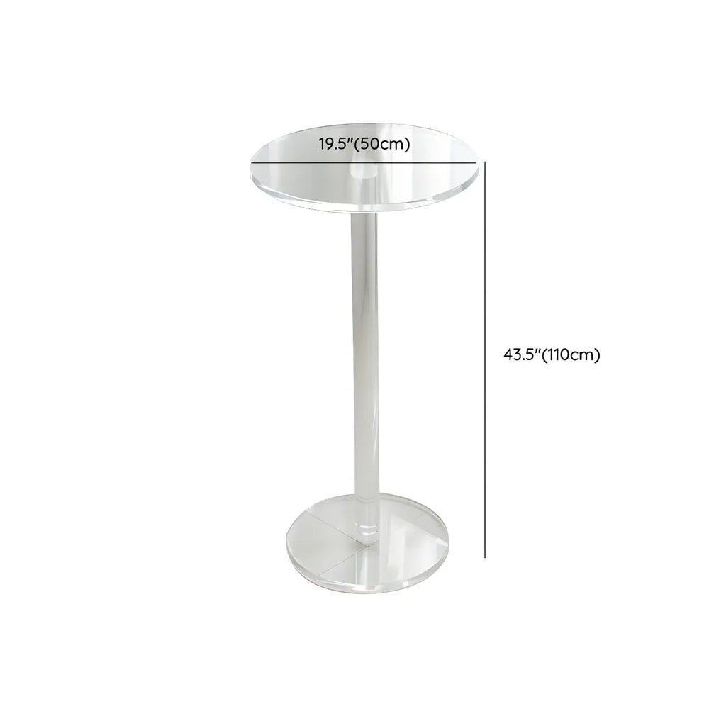 Tables de bar rondes modernes en acrylique transparent sur pied