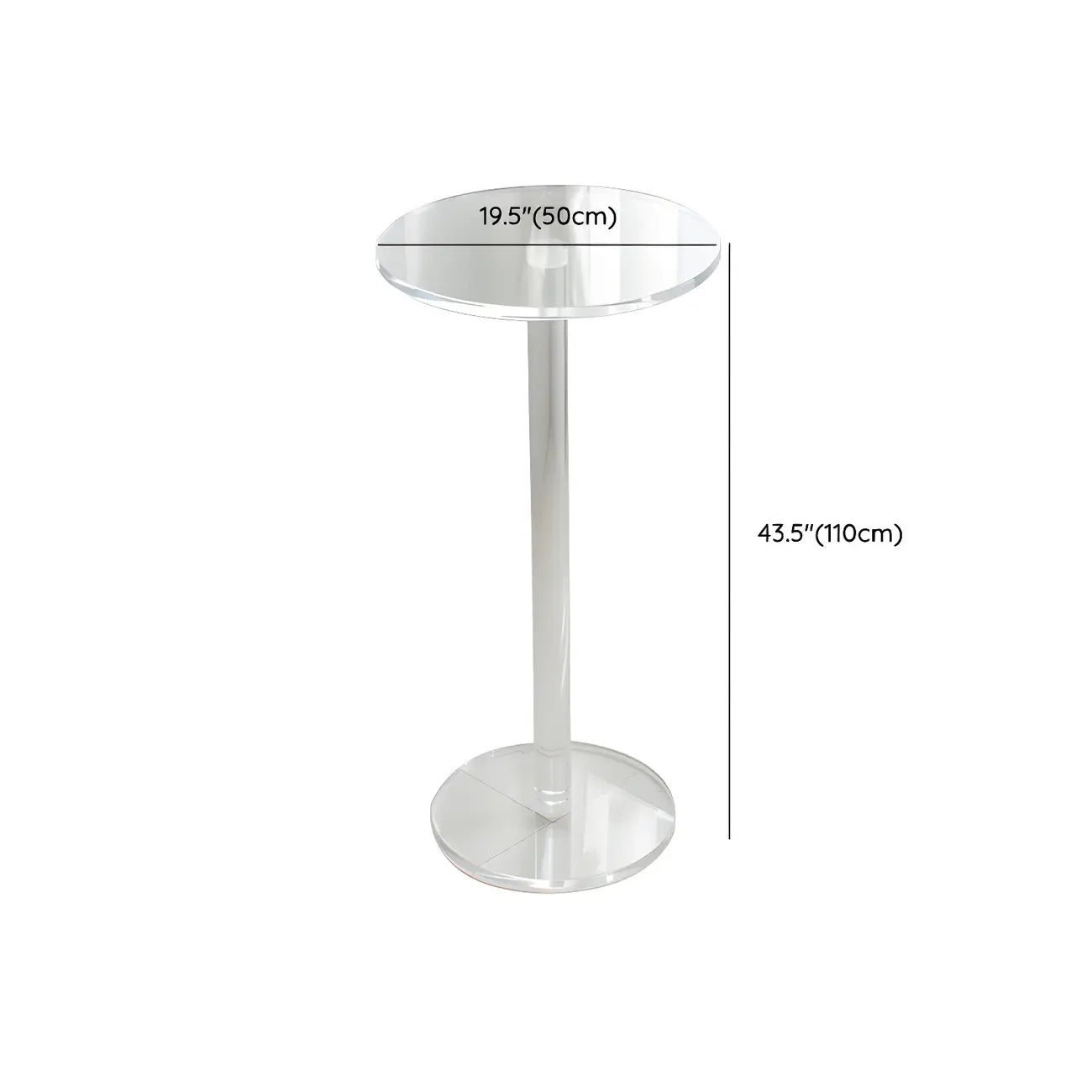 Tables de bar rondes modernes en acrylique transparent sur pied