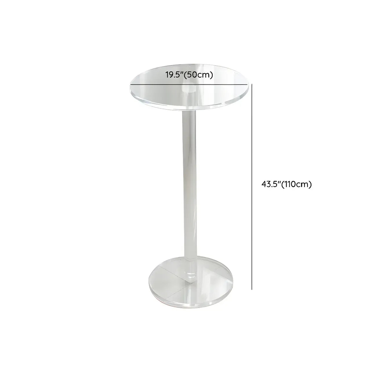 Tables de bar rondes modernes en acrylique transparent sur pied