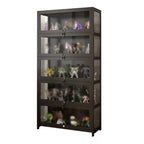 Vitrine moderne en verre noir pour figurines, idéale pour le salon