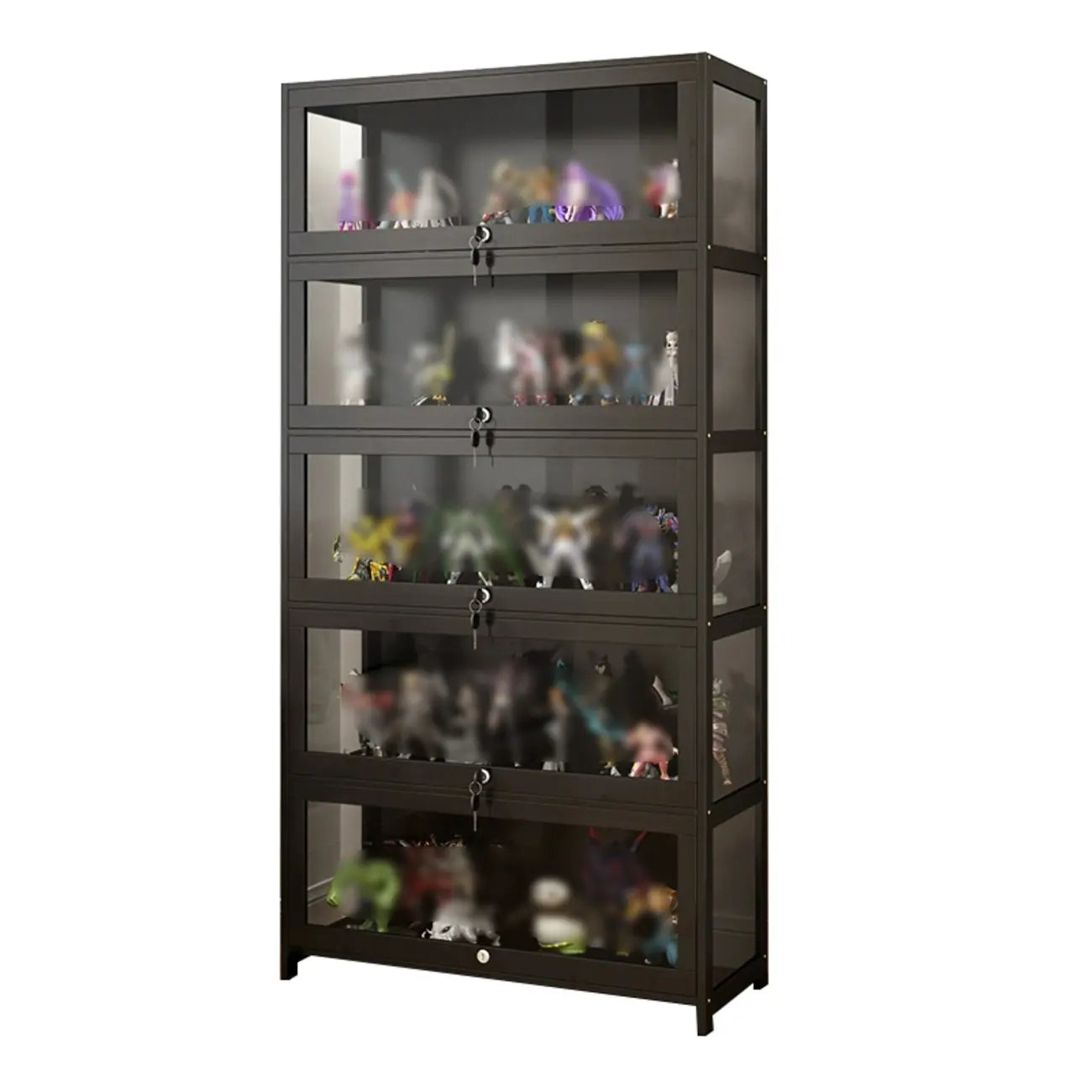 Vitrine moderne en verre noir pour figurines, idéale pour le salon