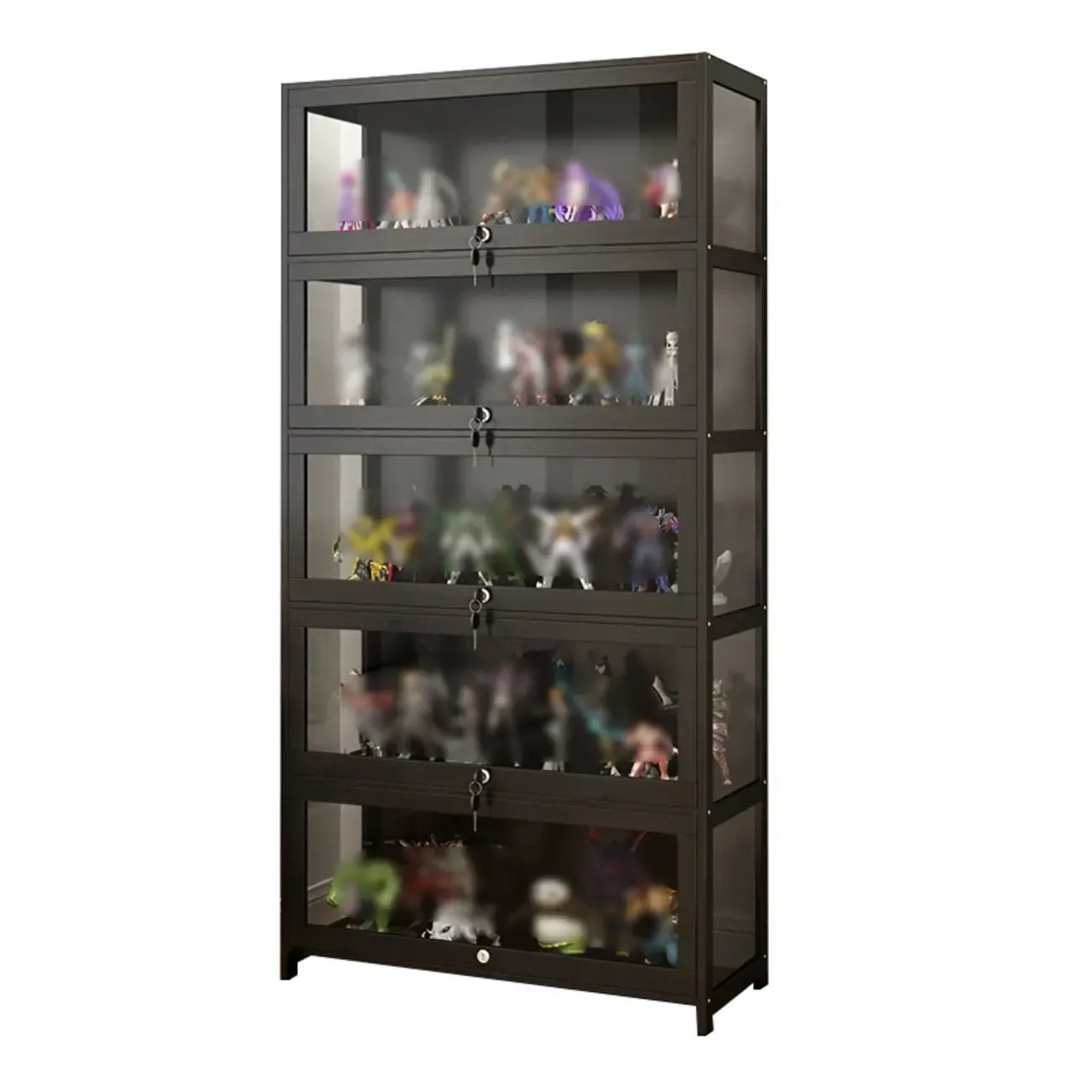 Vitrine moderne en verre noir pour figurines, idéale pour le salon